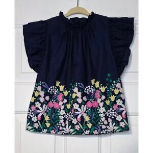 Janie and‎ Jack Navy Floral Top 
Size 5
